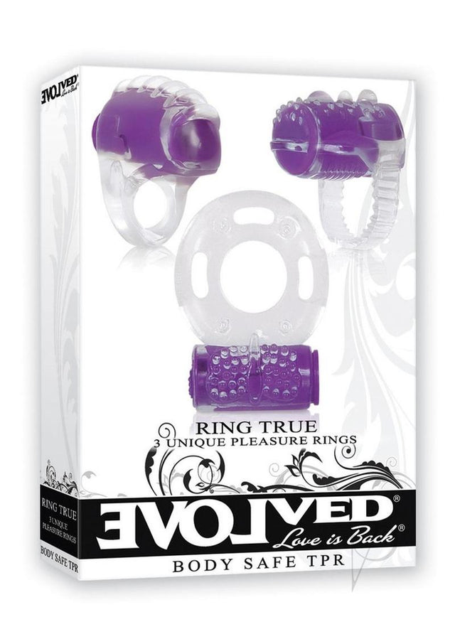 Ring True Cock Ring Set - Clear and Purple