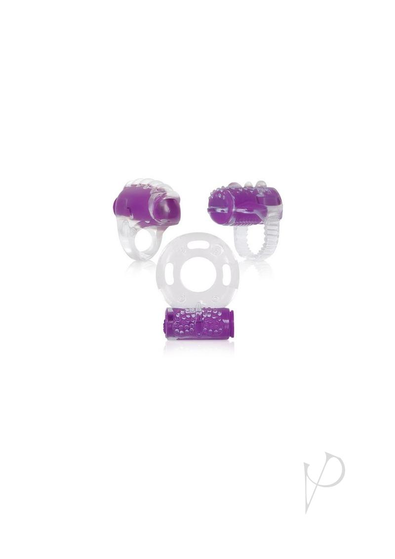 Ring True Cock Ring Set - Clear and Purple