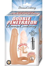 Double Penetrator Dream Vibrating Cock Ring - Vanilla