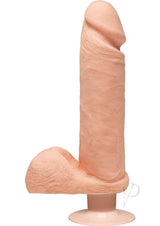 The D Perfect D Ultraskyn Vibrating Dildo with Balls 8in - Vanilla