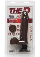 The D Perfect D Ultraskyn Vibrating Dildo with Balls 8in - Chocolate