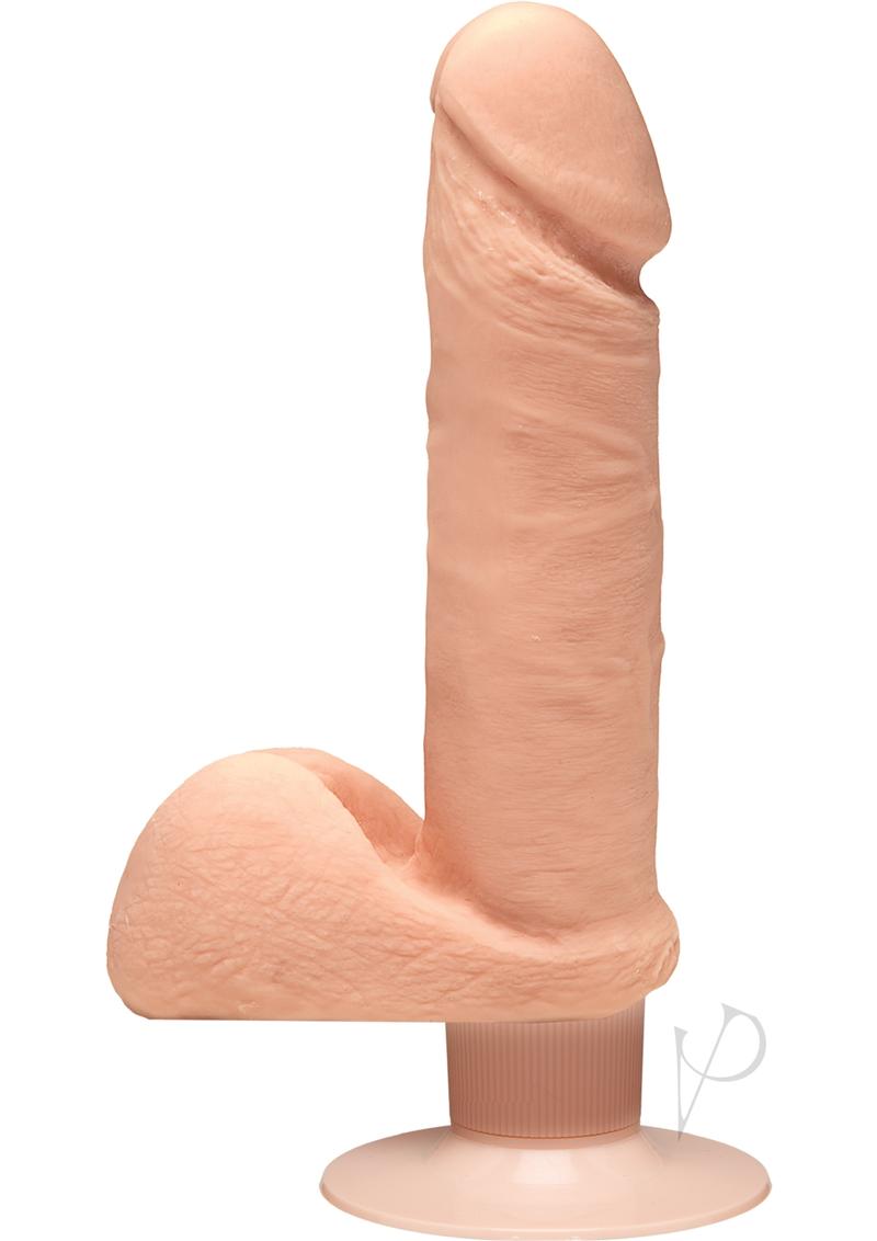 The D Perfect D Ultraskyn Vibrating Dildo with Balls 7in - Vanilla