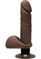 The D Perfect D Ultraskyn Vibrating Dildo with Balls 7in - Chocolate
