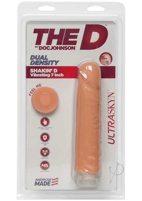 The D Shakin D Ultraskyn Vibrating Dildo 7in - Vanilla