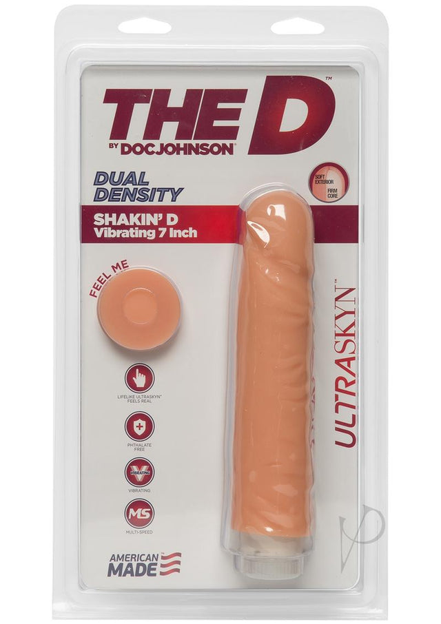 The D Shakin D Ultraskyn Vibrating Dildo 7in - Vanilla