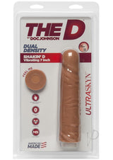 The D Shakin D Ultraskyn Vibrating Dildo 7in - Caramel