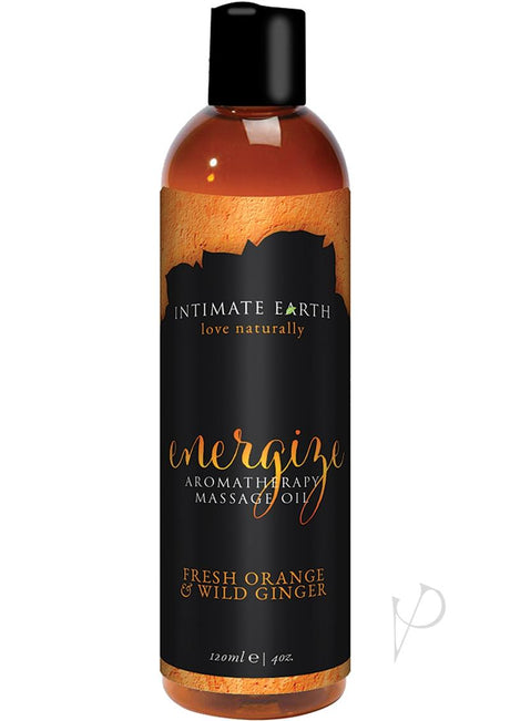 Intimate Earth Energize Aromatherapy Massage Oil Fresh Orange and Wild Ginger 4oz
