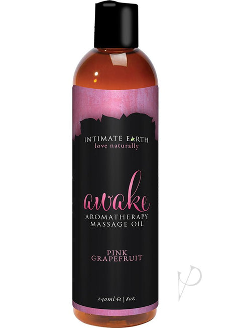 Intimate Earth Awake Aromatherapy Massage Oil Pink Grapefruit 8oz