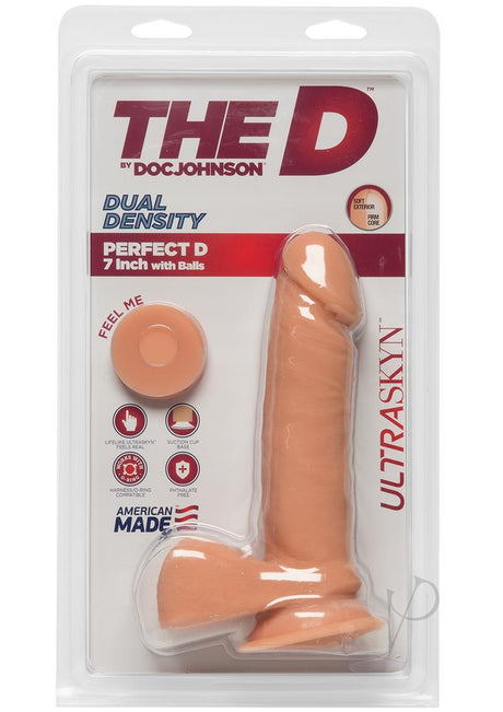 The D Perfect D Ultraskyn Dildo with Balls 7in - Vanilla