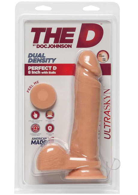 The D Perfect D Ultraskyn Dildo with Balls 8in - Vanilla