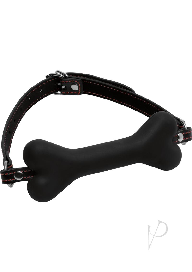 Master Series Hound Adjustable Dog Bone Gag - Black