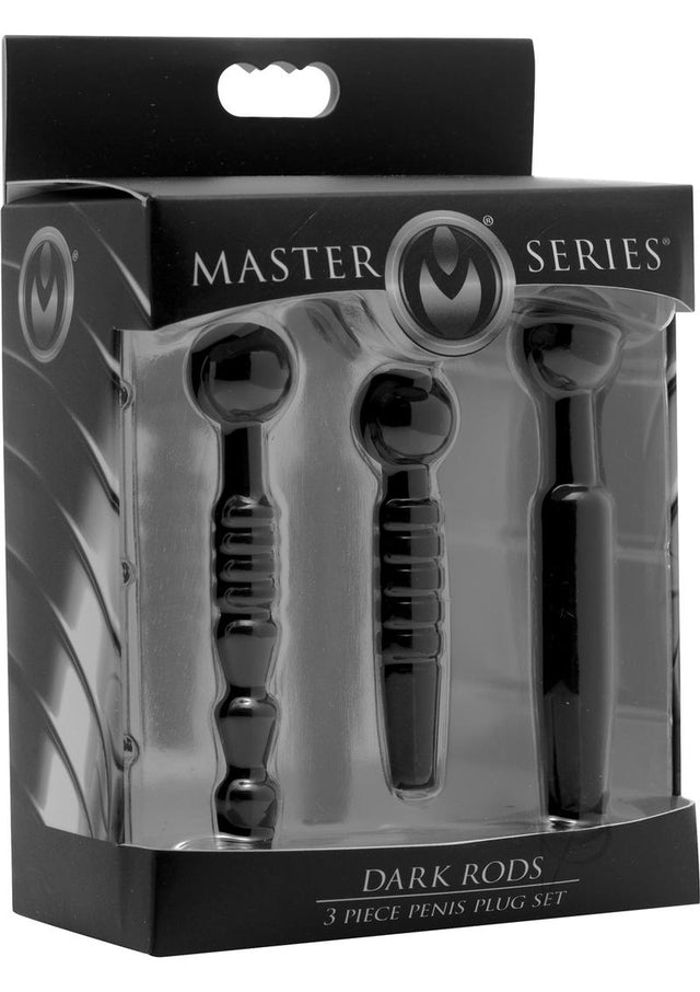 Master Series Dark Rods 3 Piece Silicone Penis Plug Set - Black