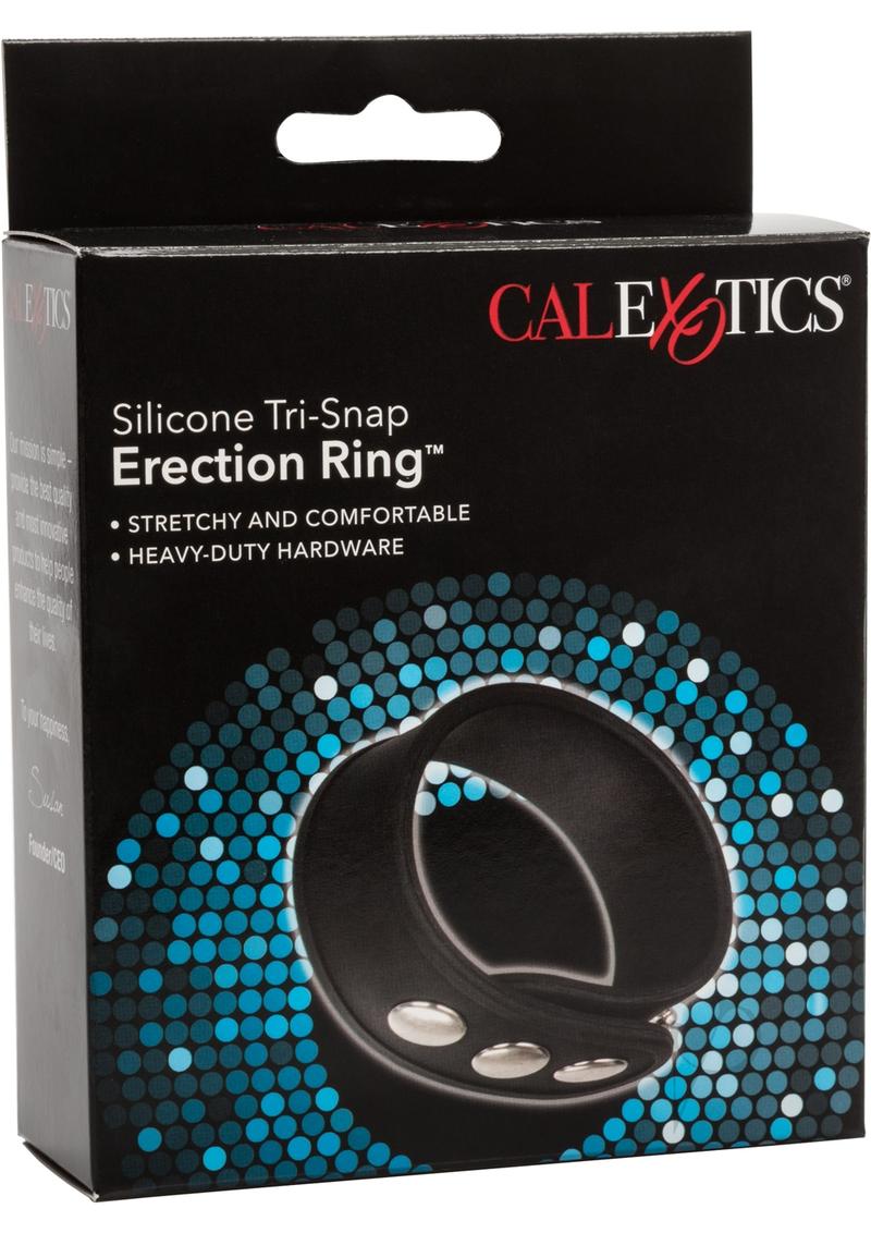 Silicone Tri-Snap Erection Cock Ring - Black