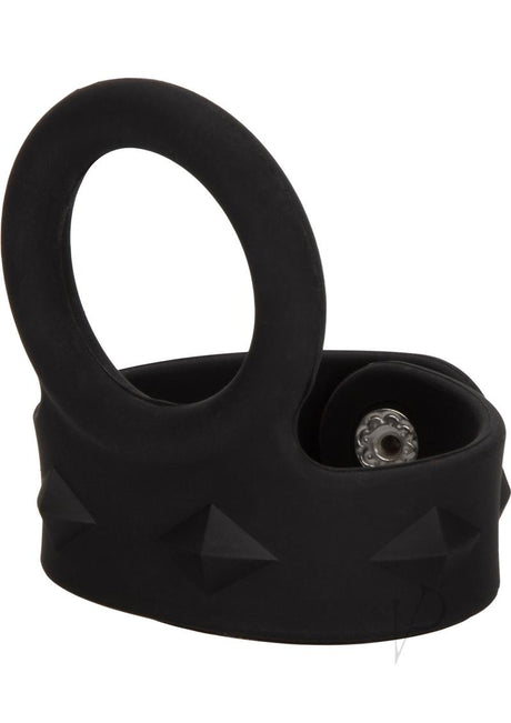 Silicone Tri-Snap Scrotum Support Cock Ring - Medium - Black