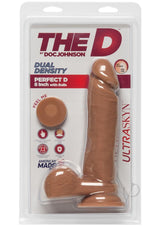 The D Perfect D Ultraskyn Dildo with Balls 8in - Caramel