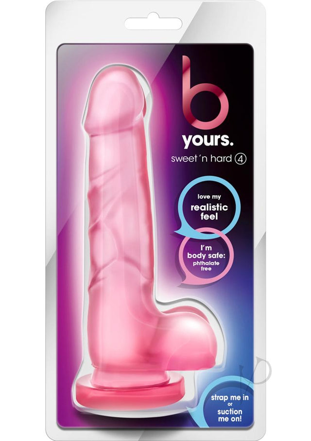 B Yours Sweet N' Hard 4 Dildo with Balls 7.75in - Pink