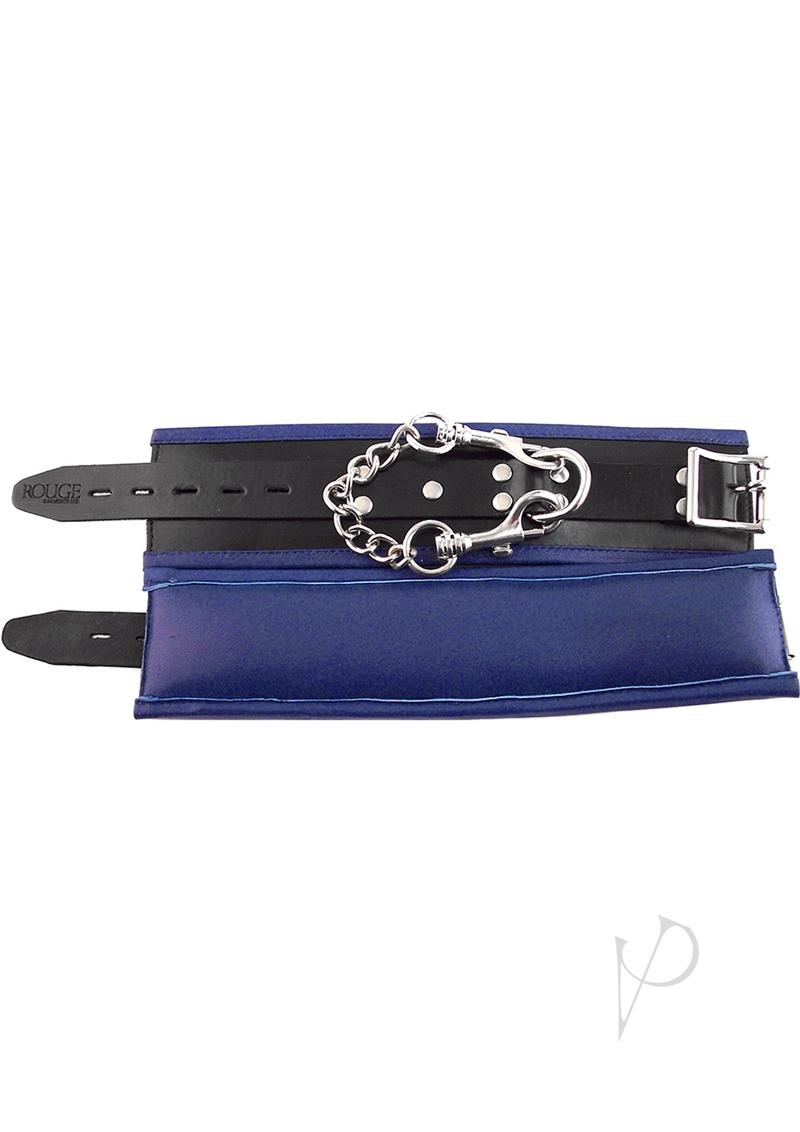 Rouge Padded Leather Adjustable Wrist Cuffs - Black and Blue