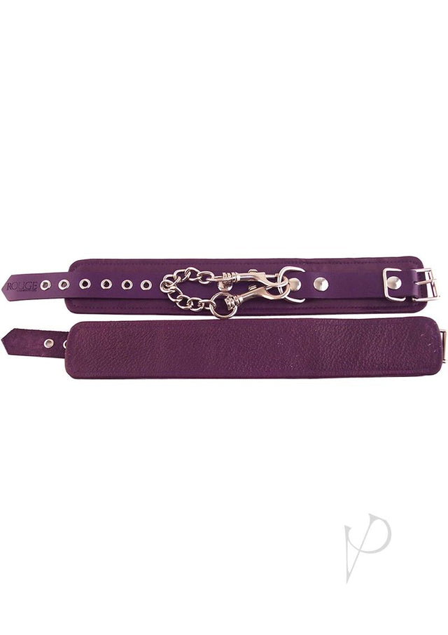 Rouge Plain Leather Adjustable Ankle Cuffs - Purple