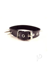 Rouge Adjustable Leather Spiked Collar - Black