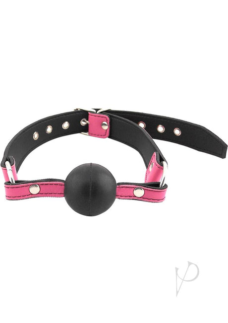 Rouge Leather Adjustable Ball Gag - Pink and Black