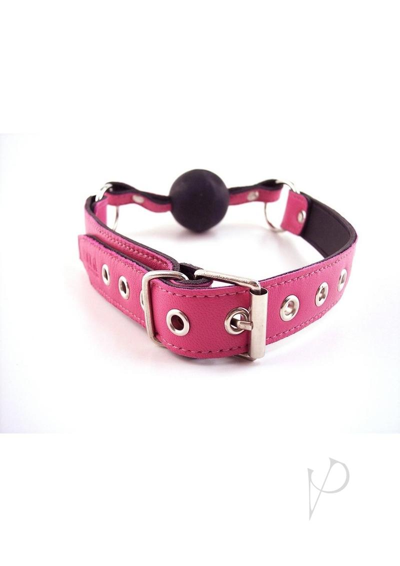 Rouge Leather Adjustable Ball Gag - Pink and Black