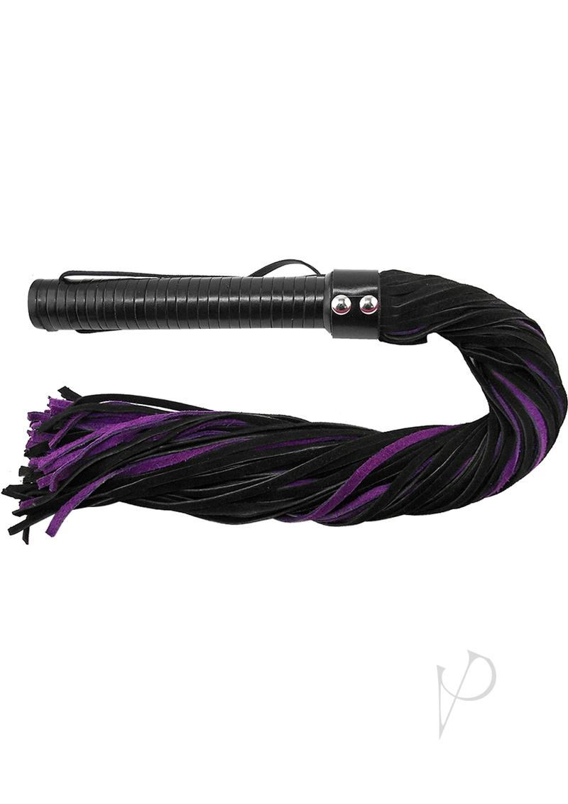 Rouge Suede Flogger with Leather Handle - Black and Purple