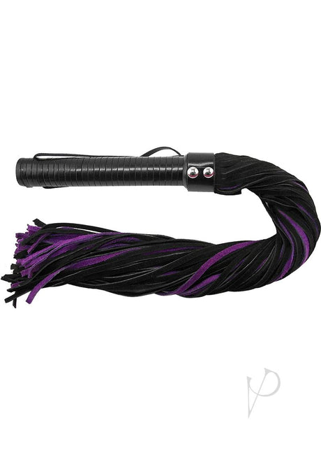 Rouge Suede Flogger with Leather Handle - Black and Purple