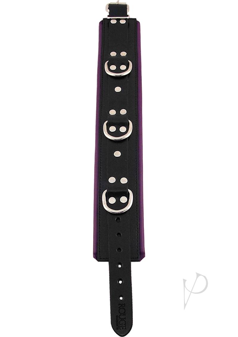 Rouge 3 D-Ring Padded Leather Adjustable Collar - Black And Purple