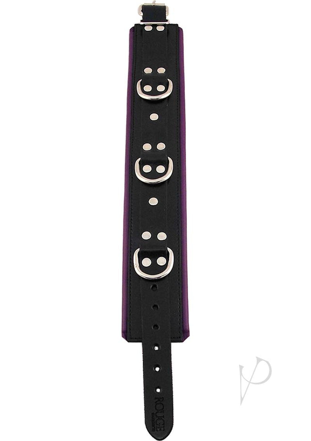 Rouge 3 D-Ring Padded Leather Adjustable Collar - Black And Purple