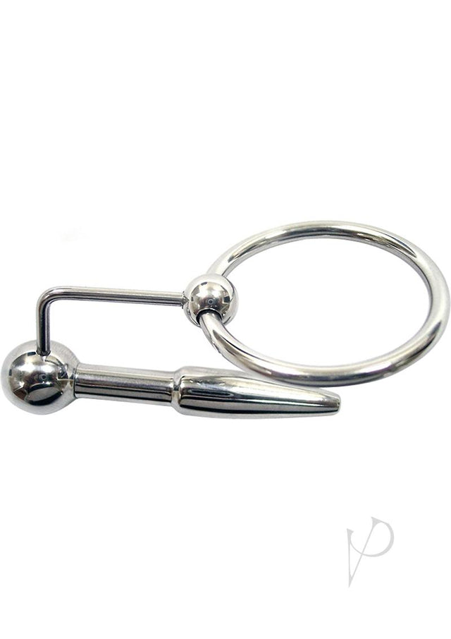 Rouge Urethral Stainless Steel Probe and Cock Ring - Silver