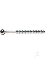 Rouge Beaded Stainless Steel Urethral Sound with Stopper - Silver