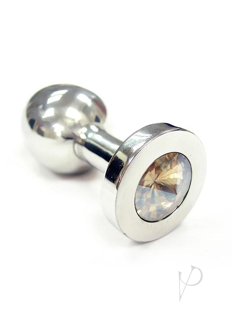 Rouge Smooth Stainless Steel Anal Plug - Medium - Clear Jewel