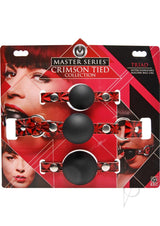 Master Series - Crimson Tied Triad Interchangeable Silicone Ball Gag - Red and Black