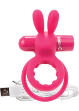 Charged Ohare Rechargeable Silicone Rabbit Cock Ring - Pink