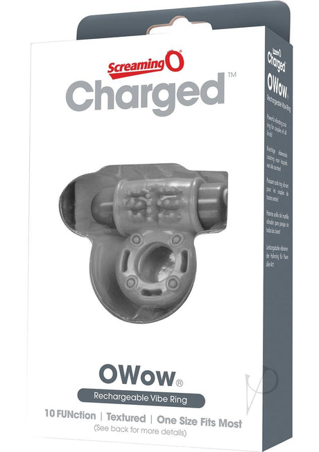 Charged OWow Rechargeable Vibrating Ring Waterproof - Gray