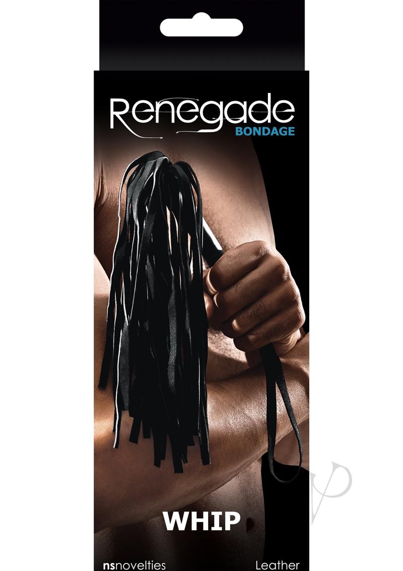 Renegade Bondage Leather Whip - Black