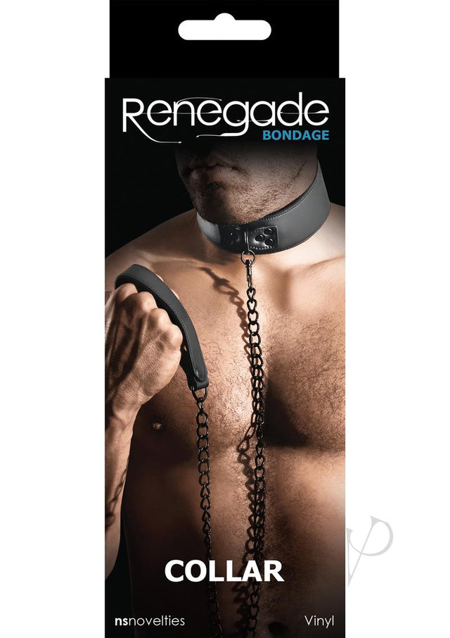 Renegade Bondage Collar Vinyl and Metal - Black