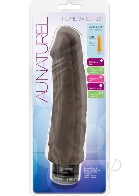 Au Naturel Home Wrecker Vibrating Dildo 9.5in - Chocolate