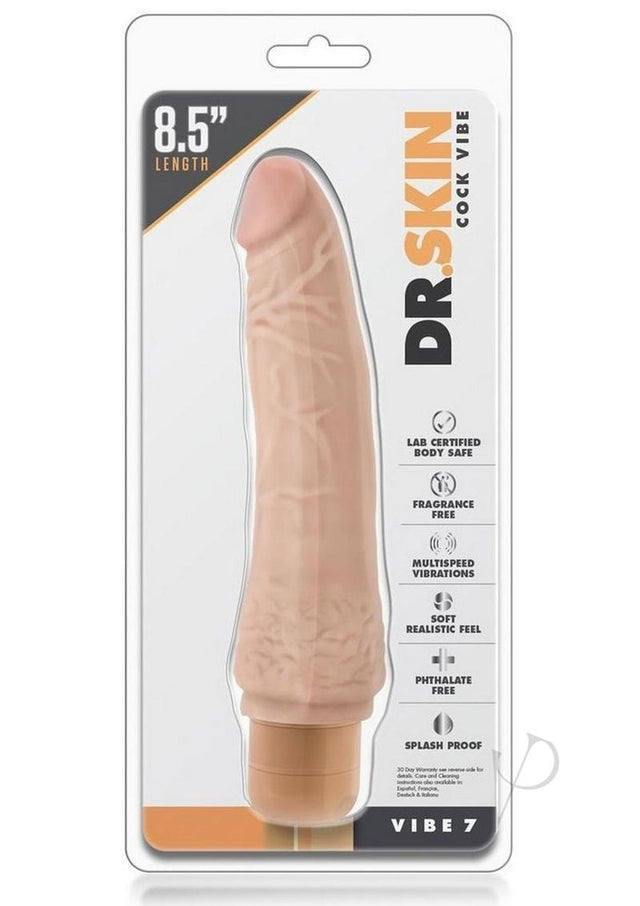 Dr. Skin Silver Collection Cock Vibe 7 Vibrating Dildo 8.5in - Vanilla