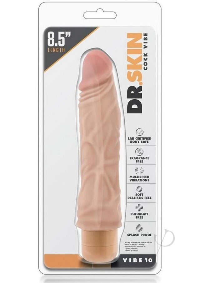 Dr. Skin Silver Collection Cock Vibe 10 Vibrating Dildo 8.5in - Vanilla