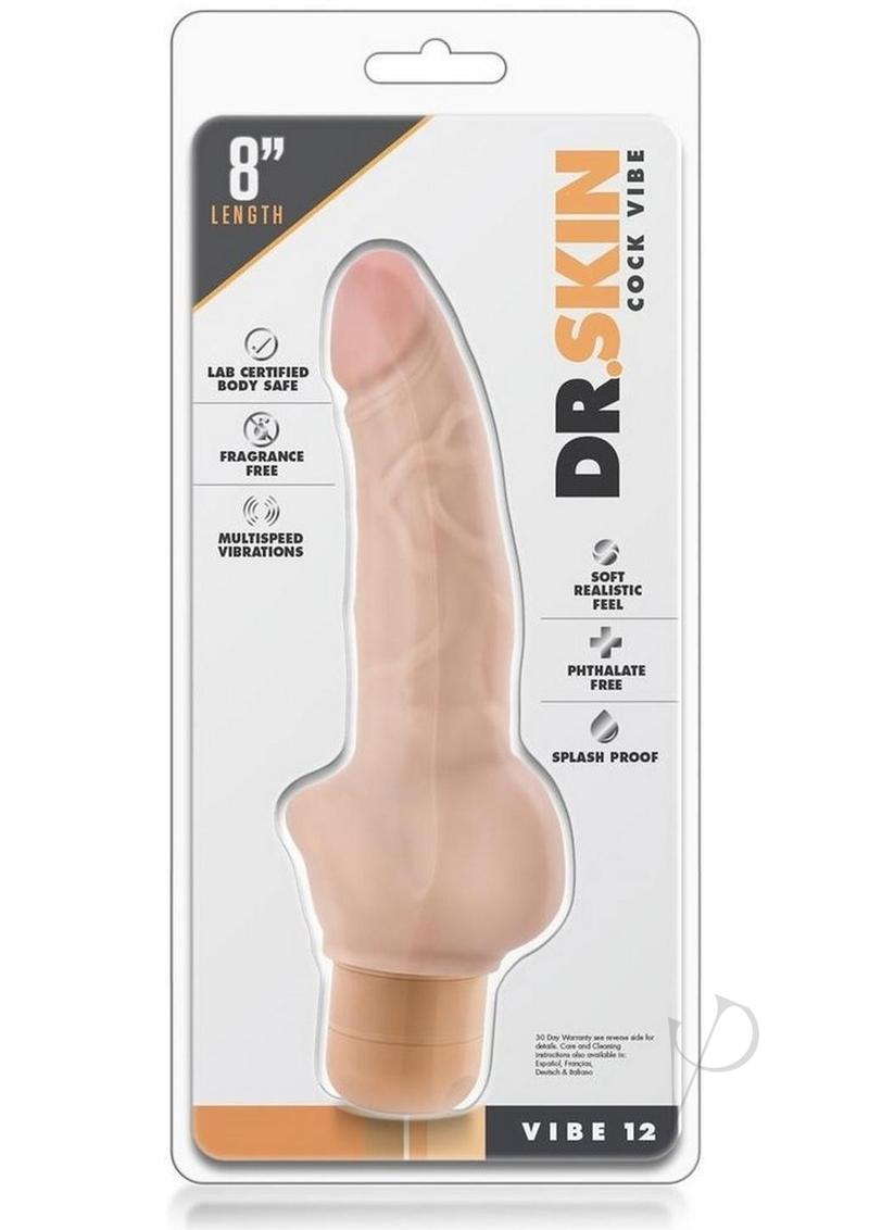 Dr. Skin Silver Collection Cock Vibe 12 Vibrating Dildo 8in - Vanilla