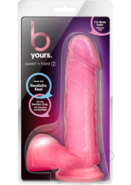 B Yours Sweet N' Hard 2 Dildo with Balls 7.75in - Pink