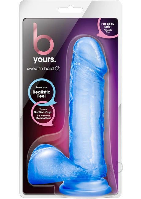 B Yours Sweet N' Hard 2 Dildo with Balls 7.75in - Blue