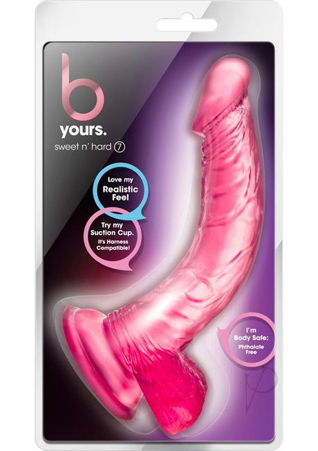 B Yours Sweet N' Hard 7 Dildo with Balls 8in - Pink