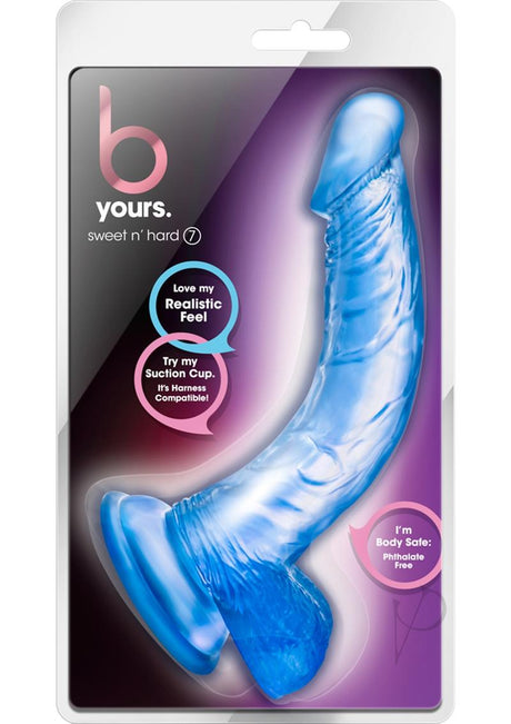 B Yours Sweet N' Hard 7 Dildo with Balls 8in - Blue