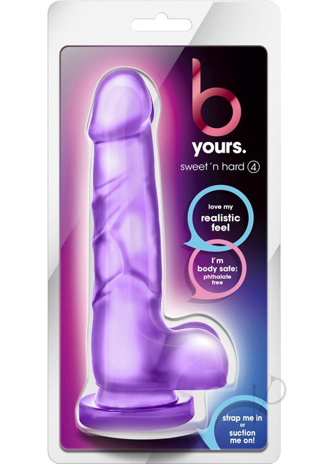 B Yours Sweet N' Hard 4 Dildo with Balls 7.75in - Purple