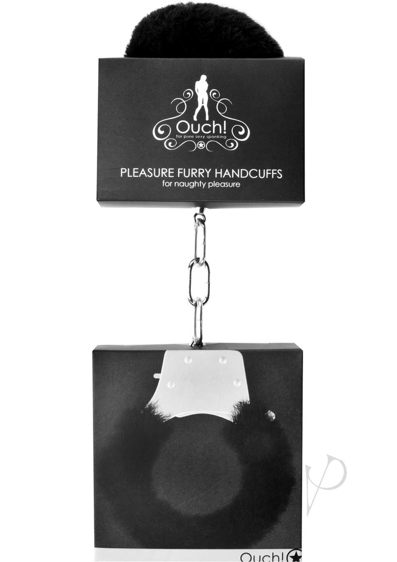 Ouch! Pleasure Furry Handcuffs - Black