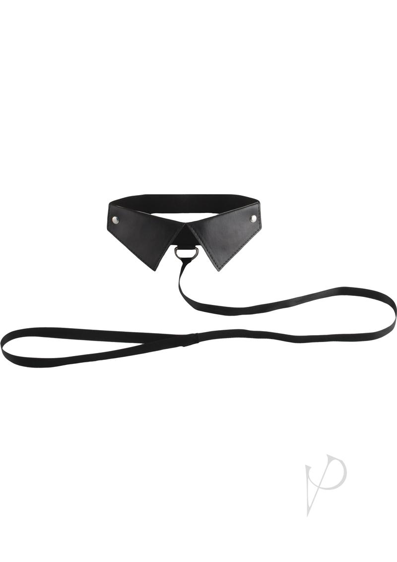 Ouch! Classic Collar with Leash - Black