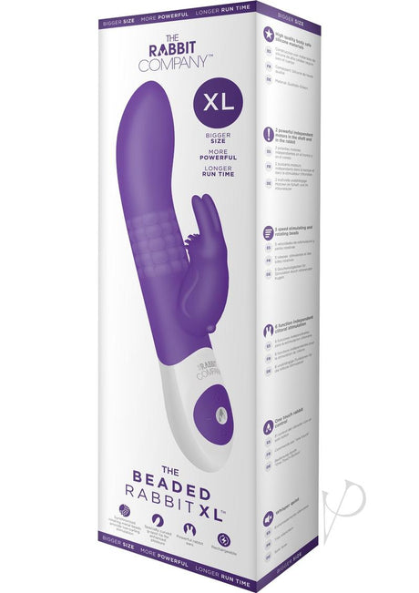 The Rabbit Company The Beaded Rabbit XL Rechargeable Silicone Vibrator with Rotating Beads - Purple