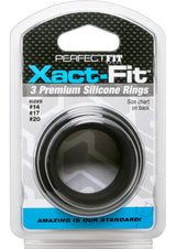 Perfect Fit Xact-Fit Silicone Ring Kit Assorted Size - Black (3 pack)